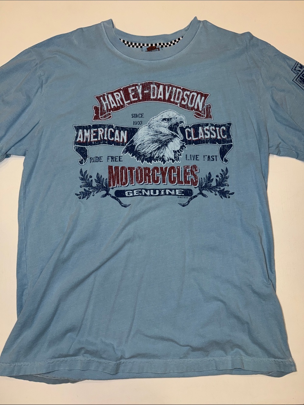 Harley-Davidson Light Blue Short Sleeve Eagle Graphic Tee